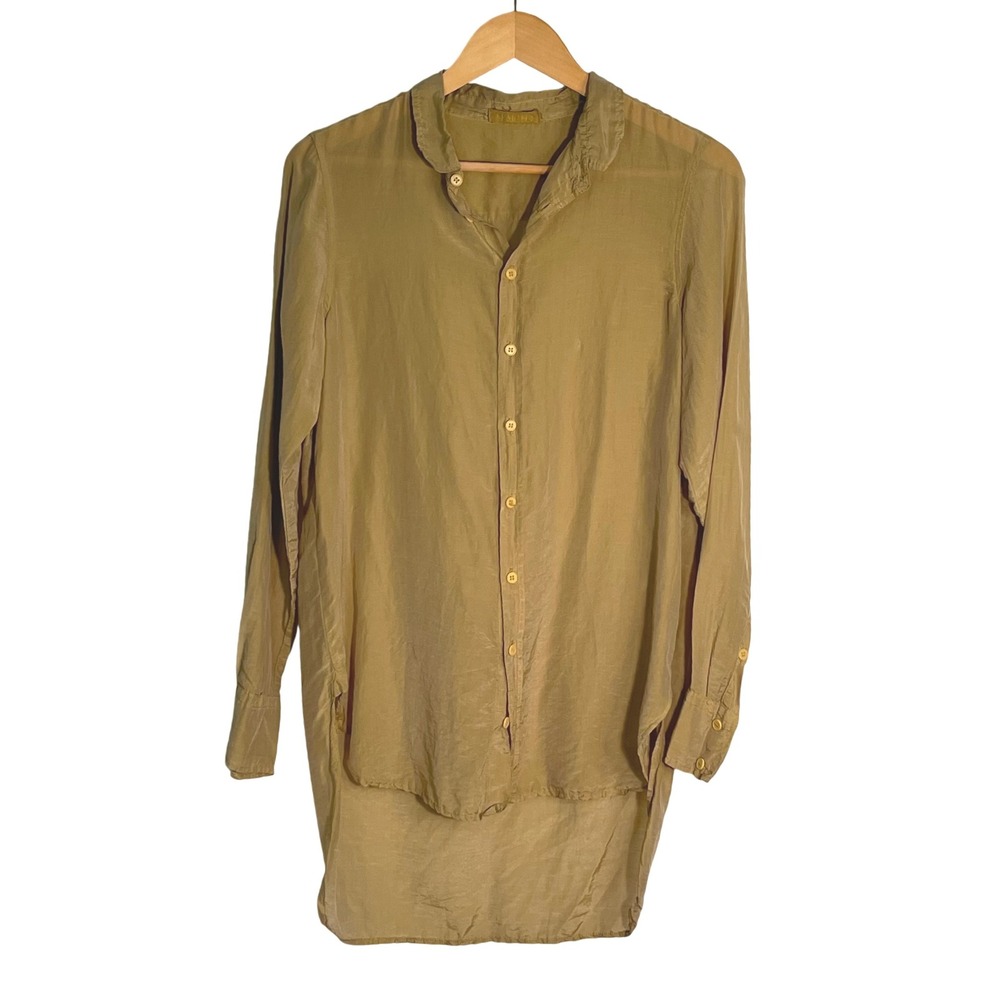 CP Shades Women's Long Sleeve Button Down Silk Tunic‎ Top Small